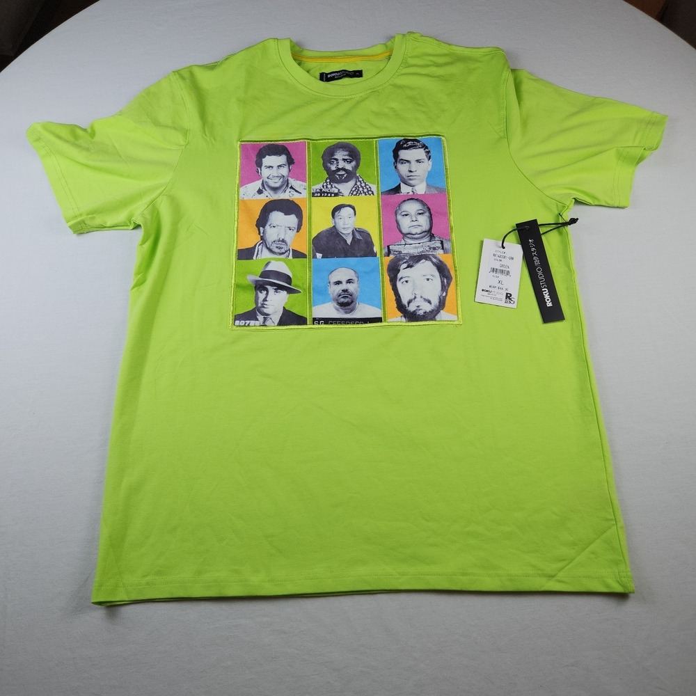 Roku Studio Crime Bosses Most Wanted Gangster Green Shirt Mens XL RK1480081-GRN